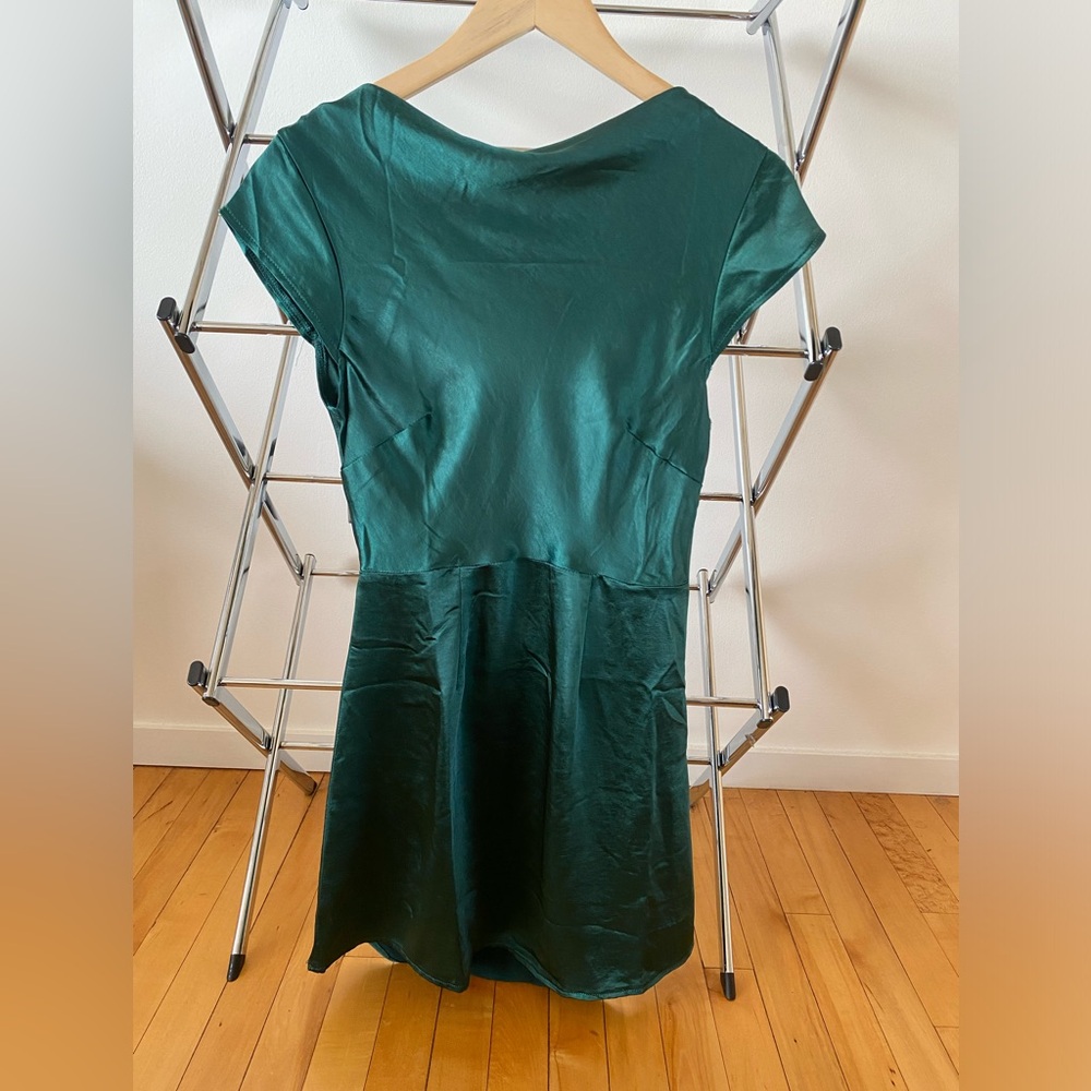 Mini forest green silk dress - Hello Molly
